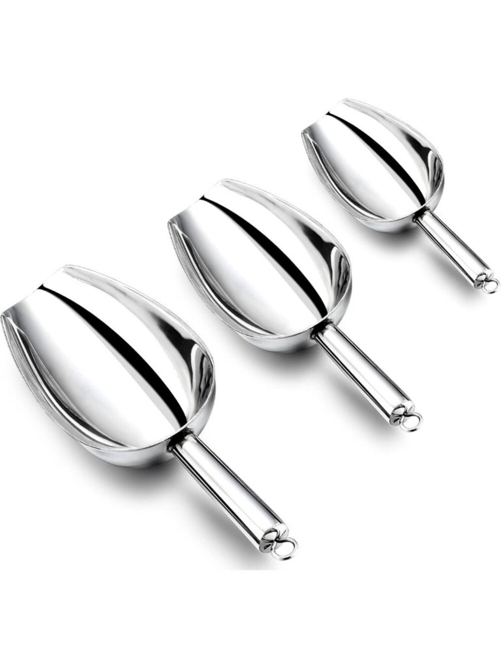 Set of 3 Stainless Steel Scoops (3oz, 5oz, 8oz) - Perfect for Kitchen Canisters